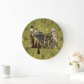 Gold Alpacas Design , Large Wall Clock Große Wanduhr (Zuhause)