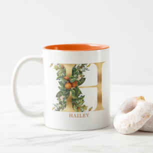 Gold Alphabet H Monogram   Blätter Zweifarbige Tasse