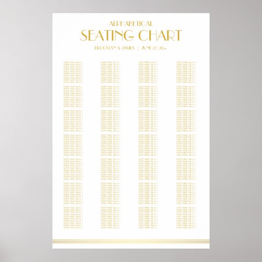 Gold Alphabetische Hochzeitskarte 24x36 Poster (Vorne)