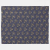 Gold altmodische Einradlinie Zeichnend Navy Blue Fleecedecke (Vorderseite (Horizontal))