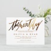 Gold am Morgen nach der Hochzeit Brunch Einladung (Stehend Vorderseite)