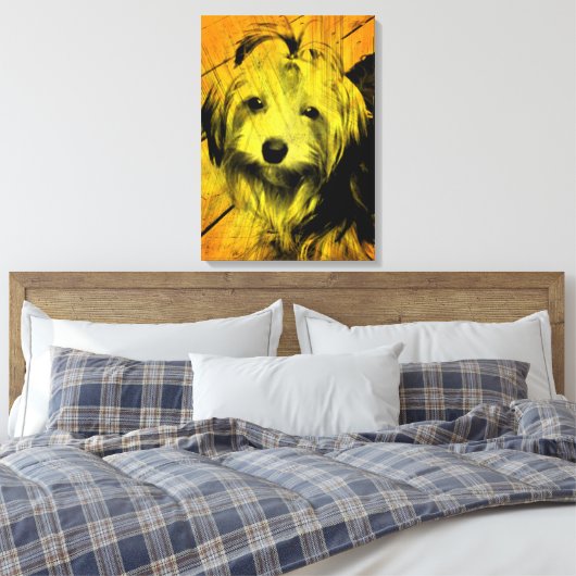 Gold Amber Grunge Yorkshire Terrier Wall Art Leinwanddruck (Insitu (Schlafzimmer))