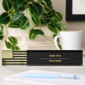 Gold American Flag Namensplakette