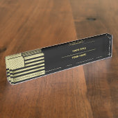 Gold American Flag Namensplakette (Seite)