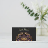 Gold & Amethyst Lotus Blume Black Visitenkarte (Stehend Vorderseite)