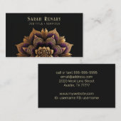 Gold & Amethyst Lotus Blume Black Visitenkarte (Vorne/Hinten)