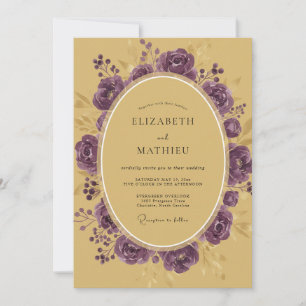 Gold-Amethyst-Ranunculus-Sage-Hochzeit Einladung