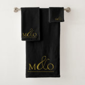 Gold Ampersand Monogram Coupe Black Badhandtuch Set (Insitu)