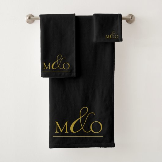Gold Ampersand Monogram Coupe Black Badhandtuch Set (Insitu)
