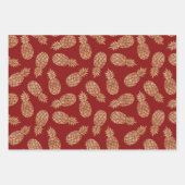Gold Ananas auf Deep Red Geschenkpapier Set (Vorderseite 2)