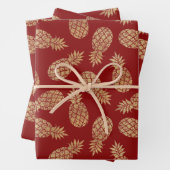 Gold Ananas auf Deep Red Geschenkpapier Set (Beispiel)
