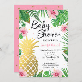 Gold Ananas Baby Shower Einladung, Tropical Einladung
