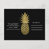 Gold Ananas Black Modern Tropical Save the Date Ankündigungspostkarte (Rückseite)