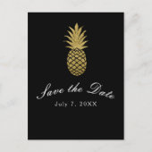 Gold Ananas Black Modern Tropical Save the Date Ankündigungspostkarte (Vorderseite)