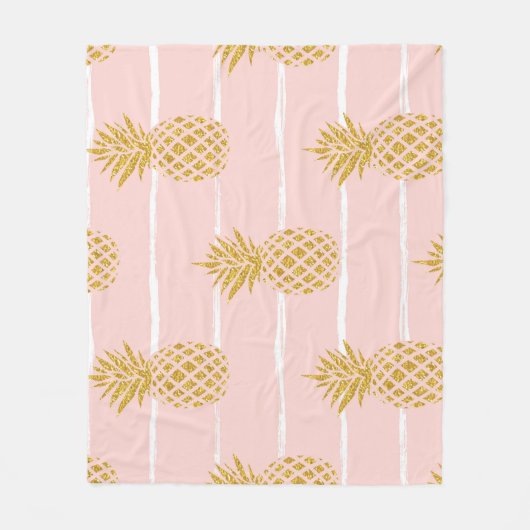 Gold Ananas, gestreift Sommer Hintergrund. Fleecedecke (Vorderseite)