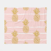 Gold Ananas, gestreift Sommer Hintergrund. Fleecedecke (Vorderseite (Horizontal))