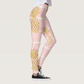 Gold Ananas, gestreift Sommer Hintergrund. Leggings (Rechts)
