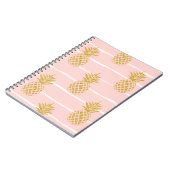 Gold Ananas, gestreift Sommer Hintergrund. Notizblock (Linke Seite)