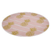 Gold Ananas, gestreift Sommer Hintergrund. Schneidebrett (Ecke)