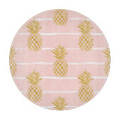 Gold Ananas, gestreift Sommer Hintergrund. Schneidebrett (Vorderseite)