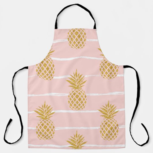 Gold Ananas, gestreift Sommer Hintergrund. Schürze (Vorderseite)