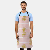Gold Ananas, gestreift Sommer Hintergrund. Schürze (Getragen)