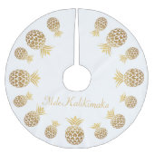 Gold Ananas Mele Kalikimaka Hawaiianische Weihnach Polyester Weihnachtsbaumdecke (Vorderseite)