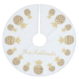 Gold Ananas Mele Kalikimaka Hawaiianische Weihnach Polyester Weihnachtsbaumdecke