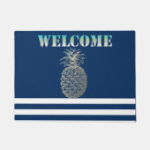 Gold Ananas Nautical Navy Blau Streifen Fußmatte (Vorderseite)