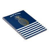 Gold Ananas Nautical Navy Blau Streifen Notizblock (Rechte Seite)