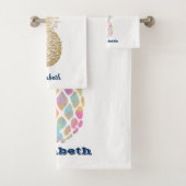 Gold Ananas Navy Blauer Streifen Badhandtuch Set (Insitu)