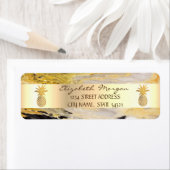 Gold Ananas Trendy Marble Stone Address Label (Insitu)