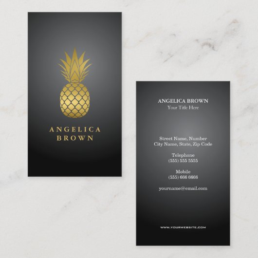 Gold Ananas-Visitenkarte Visitenkarte (Vorne/Hinten)