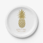 Gold Ananas Weiß Modernes Chic Tropisches Party Pappteller (Vorderseite)