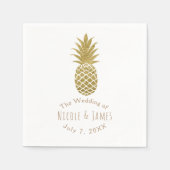 Gold Ananas Weiß Modernes Chic Tropisches Party Serviette (Vorderseite)