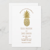Gold Ananas White Modern Chic Tropical Wedding Einladung (Vorne/Hinten)