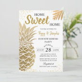 Gold Ananas Zuhause Sweet Zuhause Housewarming Par Einladung (Stehend Vorderseite)