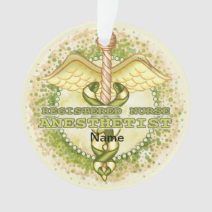Gold Anästhesist-Schwester Caduceus Ornament