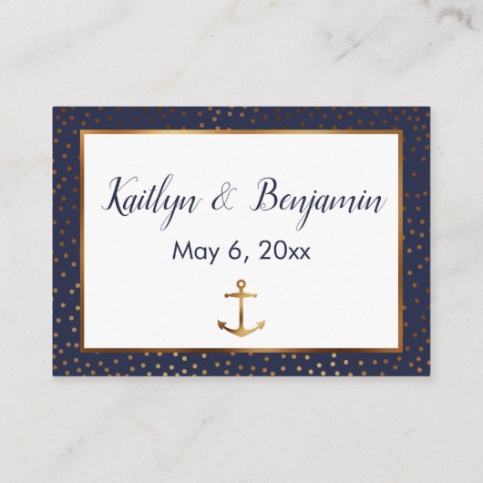Gold Anchor Confetti auf Hochzeitswebkarten der Ma Begleitkarte (Rückseite)