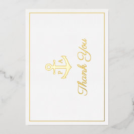 Gold Anchor Monogram Nautical Wedding You Card Folieneinladung