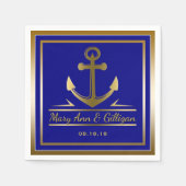 Gold Anchor Nautical Modern Wedding Navy Blue Serviette (Vorderseite)
