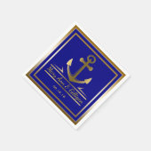 Gold Anchor Nautical Modern Wedding Navy Blue Serviette (Ecke)