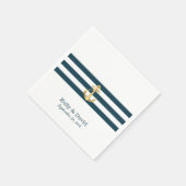 Gold Anchor Navy Blue Stripes Nautical Wedding Serviette (Ecke)