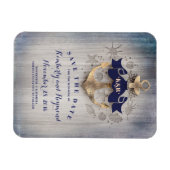 Gold Anchor Navy Nautical Beach Save the Date Magnet (Horizontal)