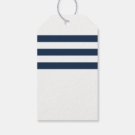 Gold Anchor Navy Stripes Nautische Gastgeschenk Ho Geschenkanhänger (Rückseite)