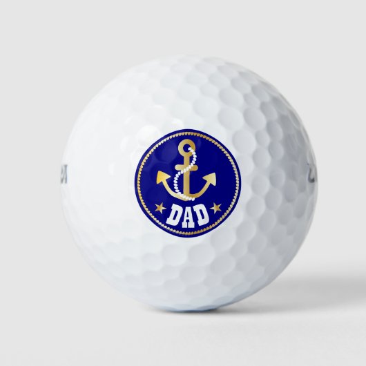 Gold Anchor Vater Nautical Vatertag Golfball (Vorderseite)