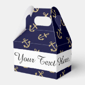 Gold Anchors Navy Blue Background Muster Geschenkschachtel (Rückseite)