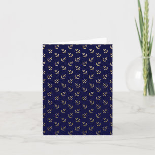 Gold Anchors Navy Blue Background Muster Karte