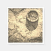 Gold Ancient Map & Compass Paper Napkins Serviette (Vorderseite)