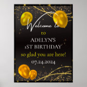 "Gold and Black Baby First Birthday Time" Poster (Vorne)